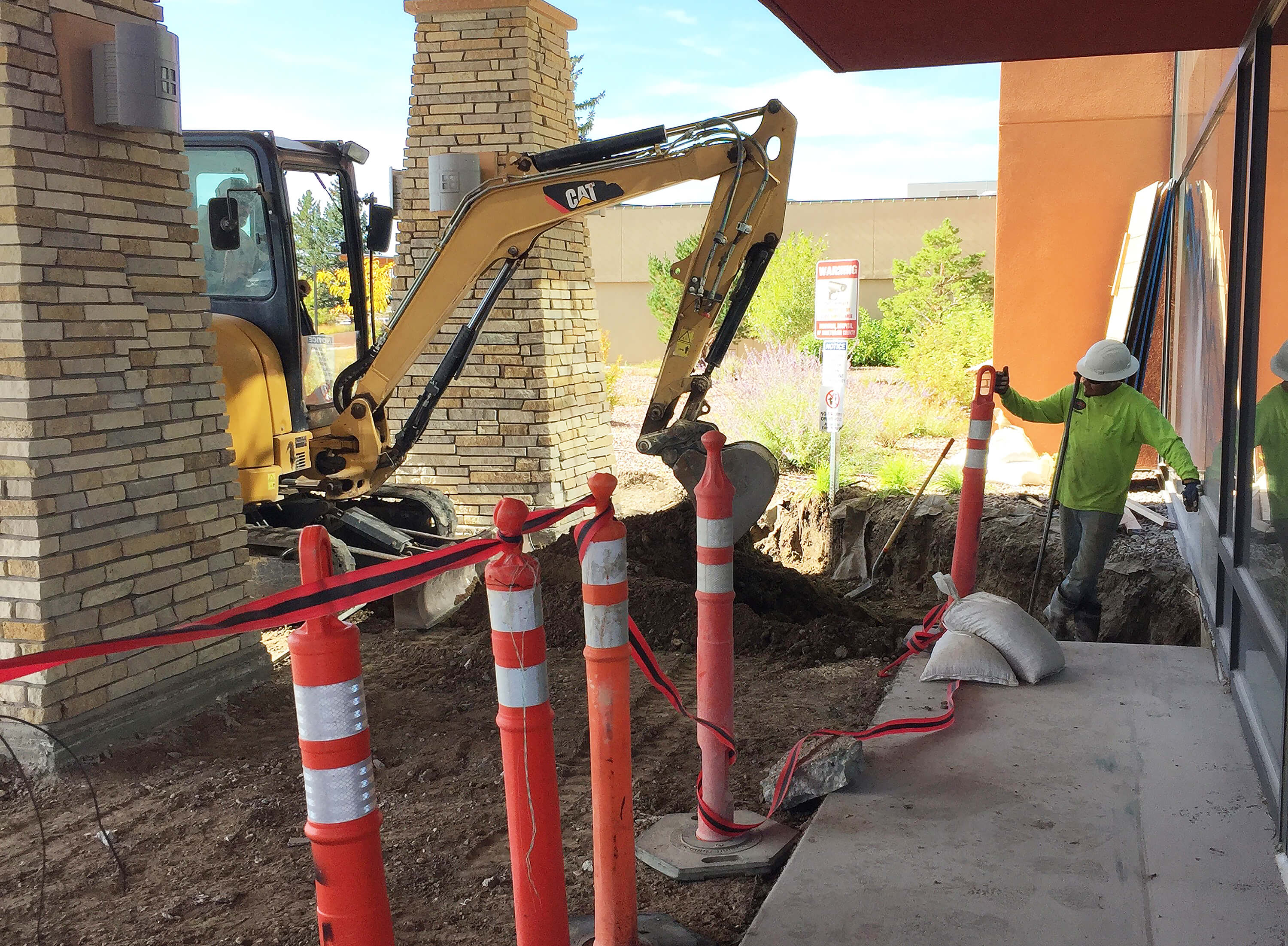 construction cones and bulldozer