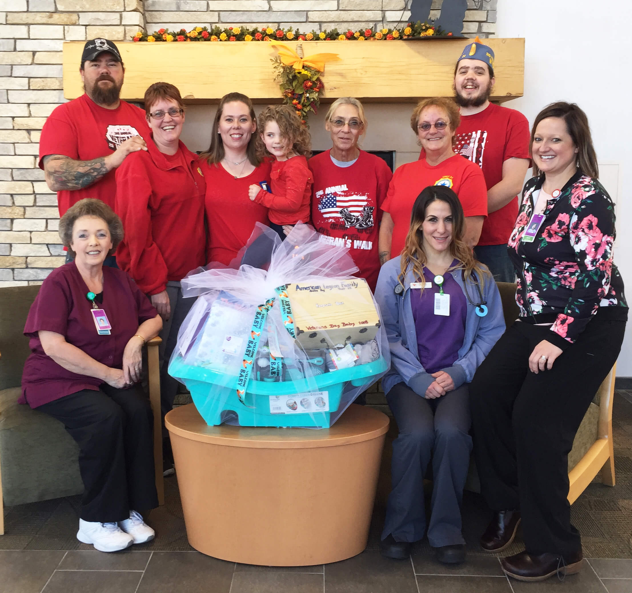 Representatives of American Legion Archie Hay Post 24 dropped off a basket for the first baby born on or after Veterans Day at Memorial Hospital of Sweetwater County.